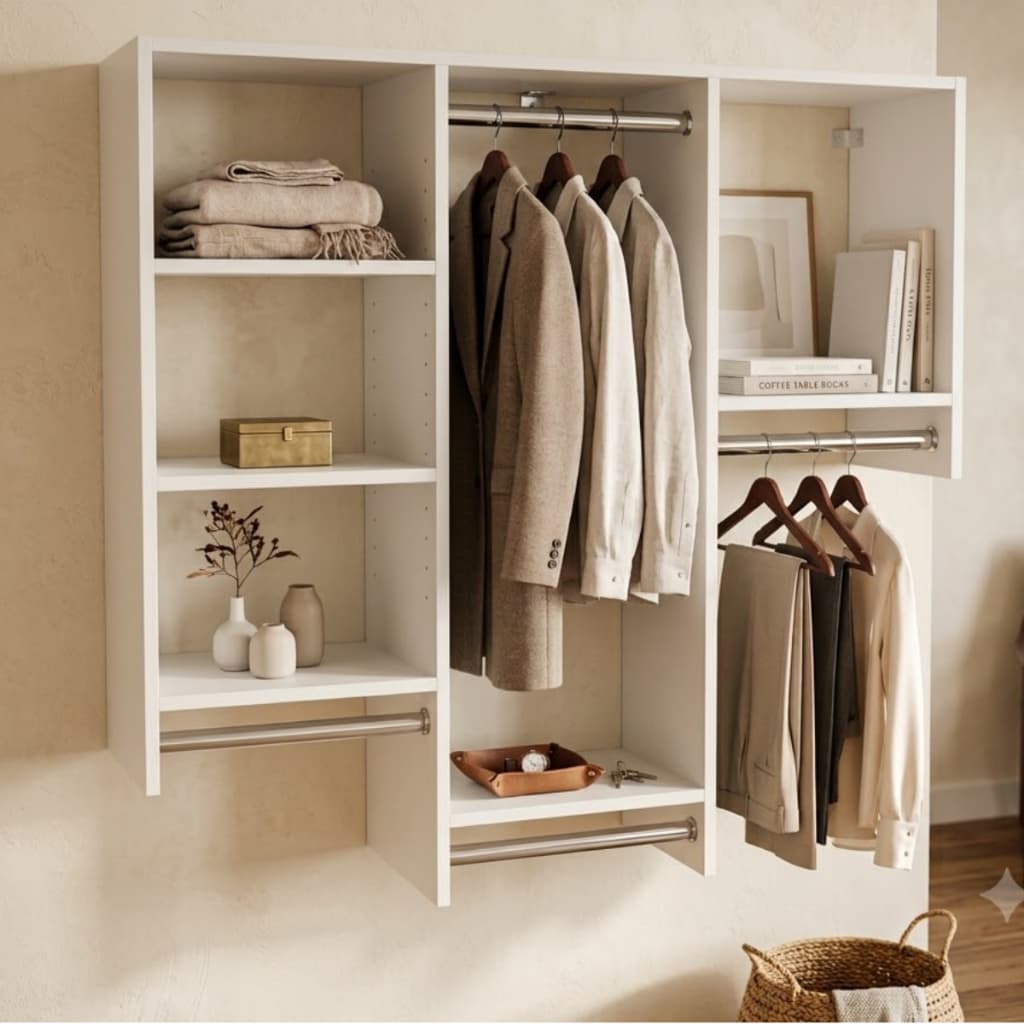 Arara Roupas Parede Closet Suspenso Casa E Loja Branco