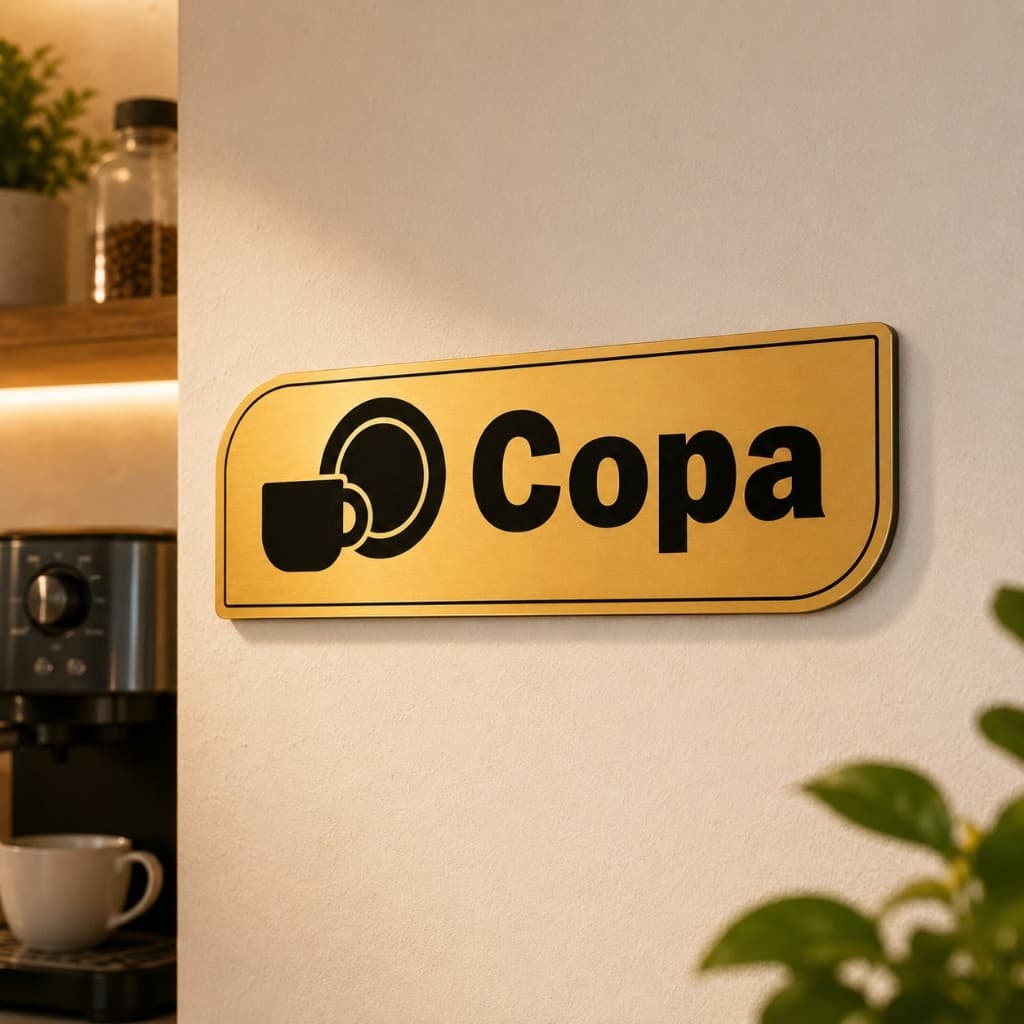 Placa de Identificação Copa em Acrílico 30x10 cm para Empresas Escritórios