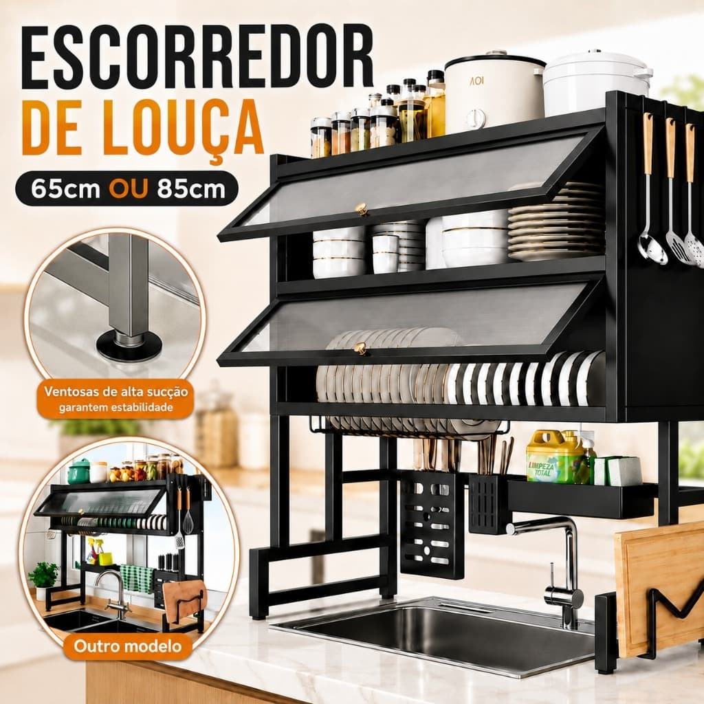 Escorredor De Louça Suspenso Boutique Kitchen Rack Aço Inoxidável Organizador Louça Qualidade Pra Cozinha