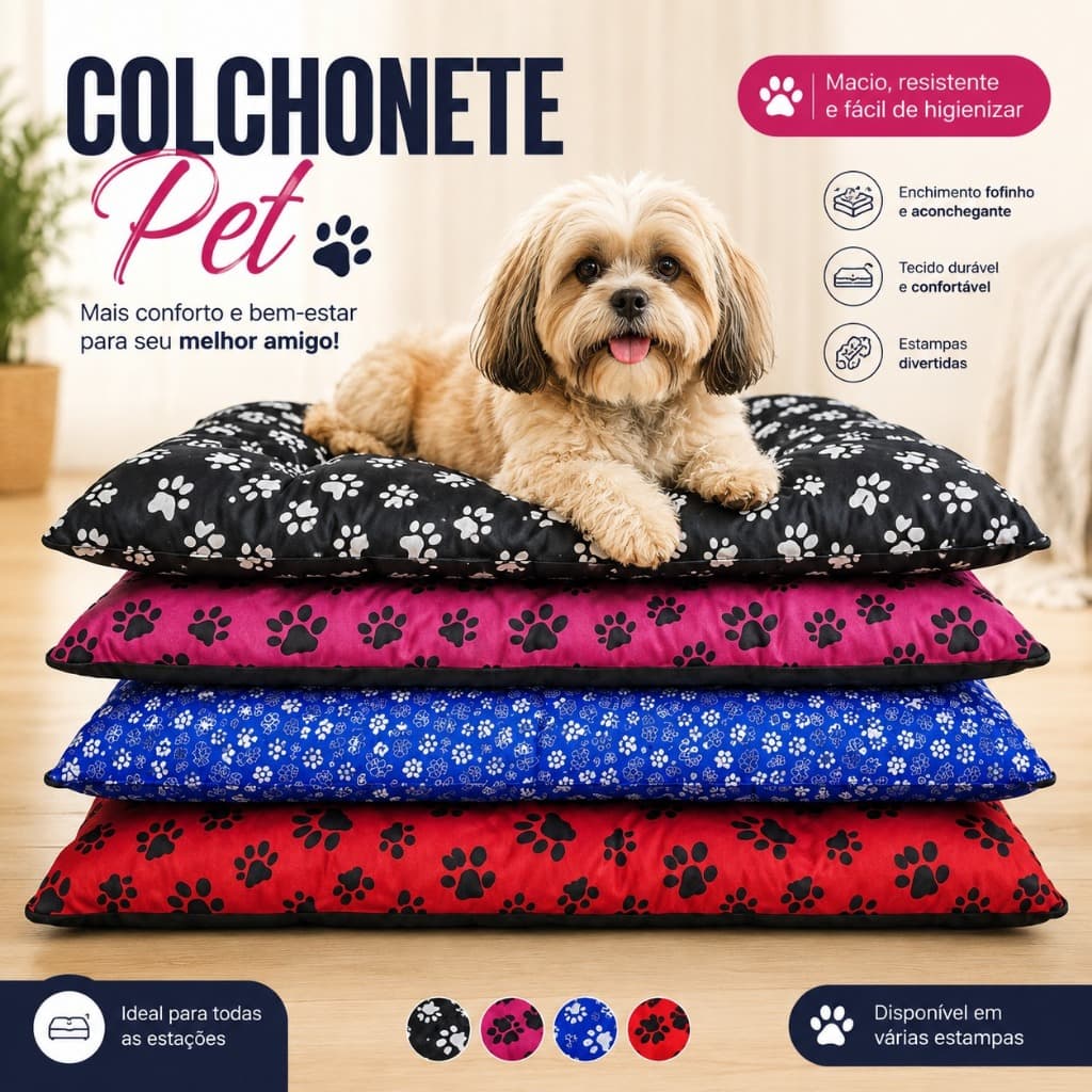 Cama Pet Grande Para Cães e Gatos Colchonete Pet  Com Zíper Colchonete Fundo Emborrachado