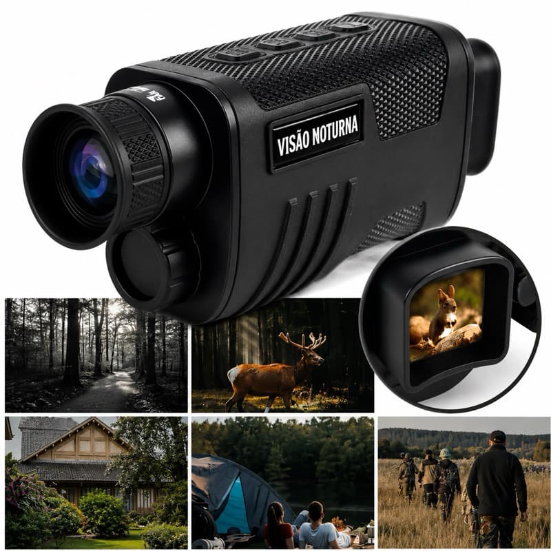 Monóculo Visão Noturna Infravermelho Filmadora 1080P Zoom 8x SD 32GB Alcance 300m LE2079