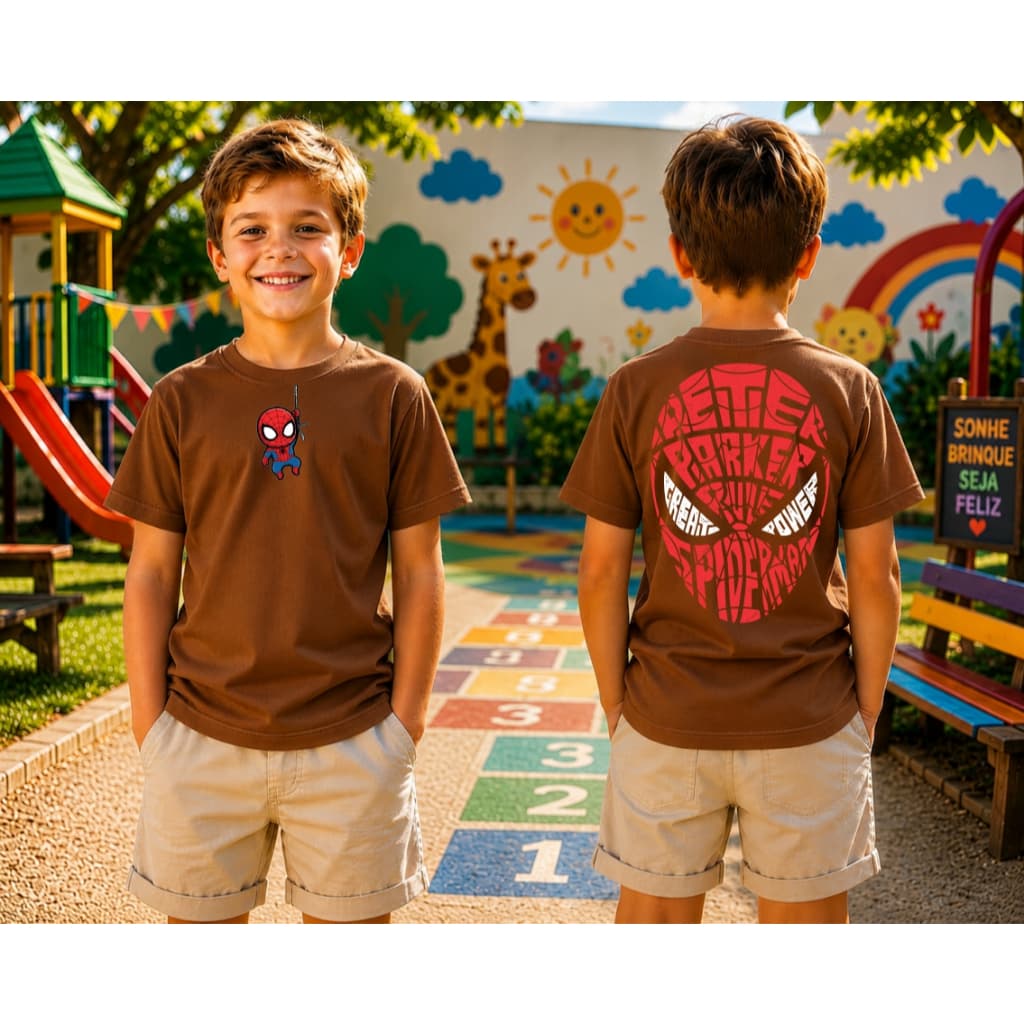 Camiseta Infantil Malha 30.1 100% Algodão Camisa Juvenil Estilosa Divertida Desenho Homem Aranha An