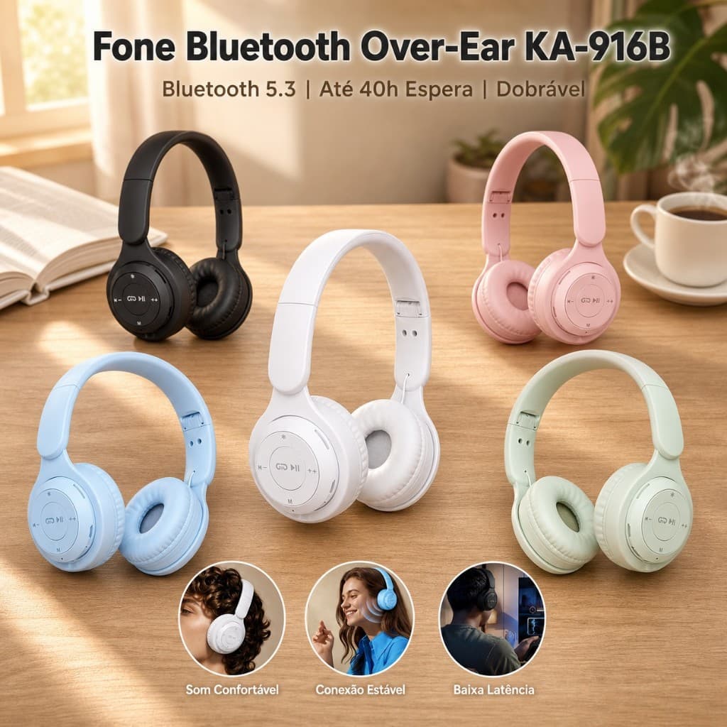 Fone de Ouvido Bluetooth Sem Fio 5.3, bateria de longa duração, perfeitos para corrida e esportes.