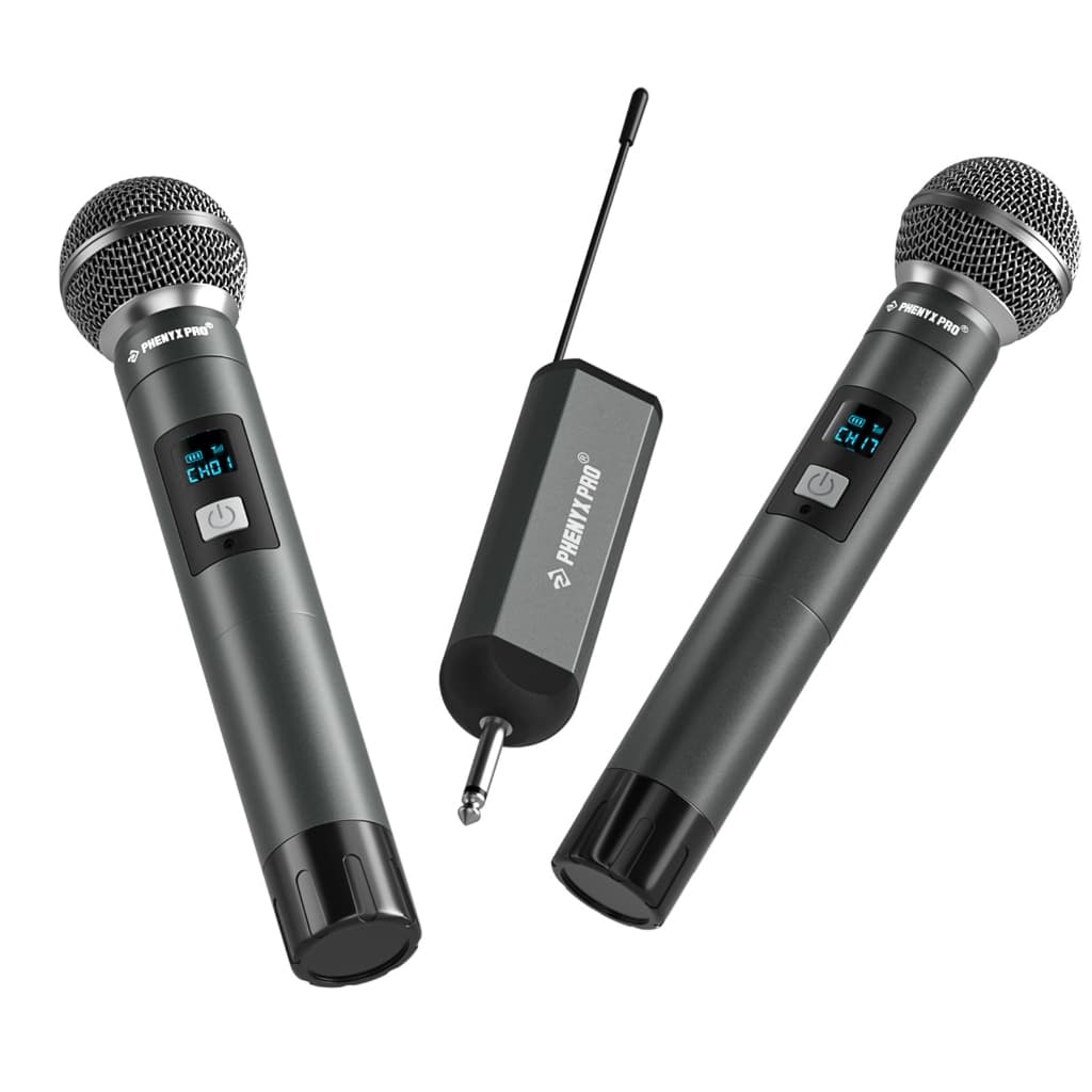Phenyx Pro PDP-2 Microfone sem fio digital portátil de canal duplo UHF Microfone de mão
