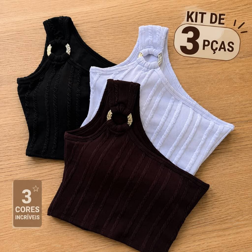 Kit 3 o 1 Unidade Cropeds Femenino Top Faixa Mula Manca Com Bojo ,Argolha Excelente Elasticidade