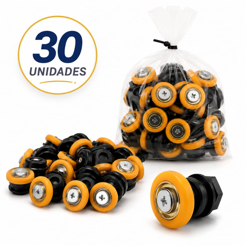 Kit com 30 Unidades de Roldana Regulável Amarela 1125 Para Vidro - Fast Vidros