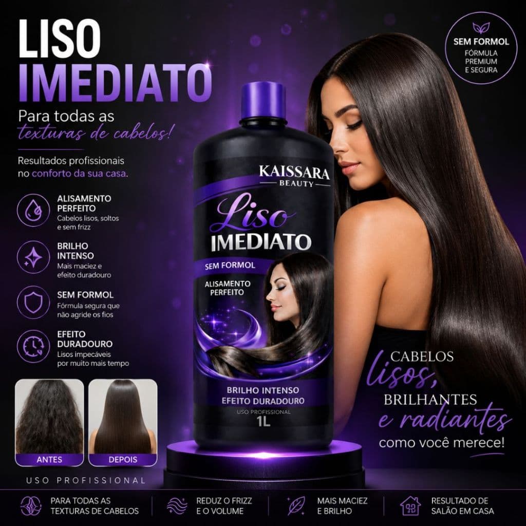 Progressiva Liso Imediato Kaissara Beauty Sem Formol 1L - Resultado Profissional em Casa