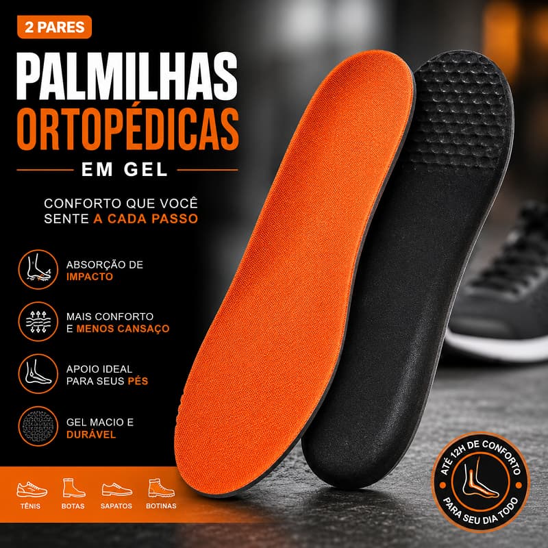 Palmilha Ortopédica Em Gel Otimizada Para Uso Longo.