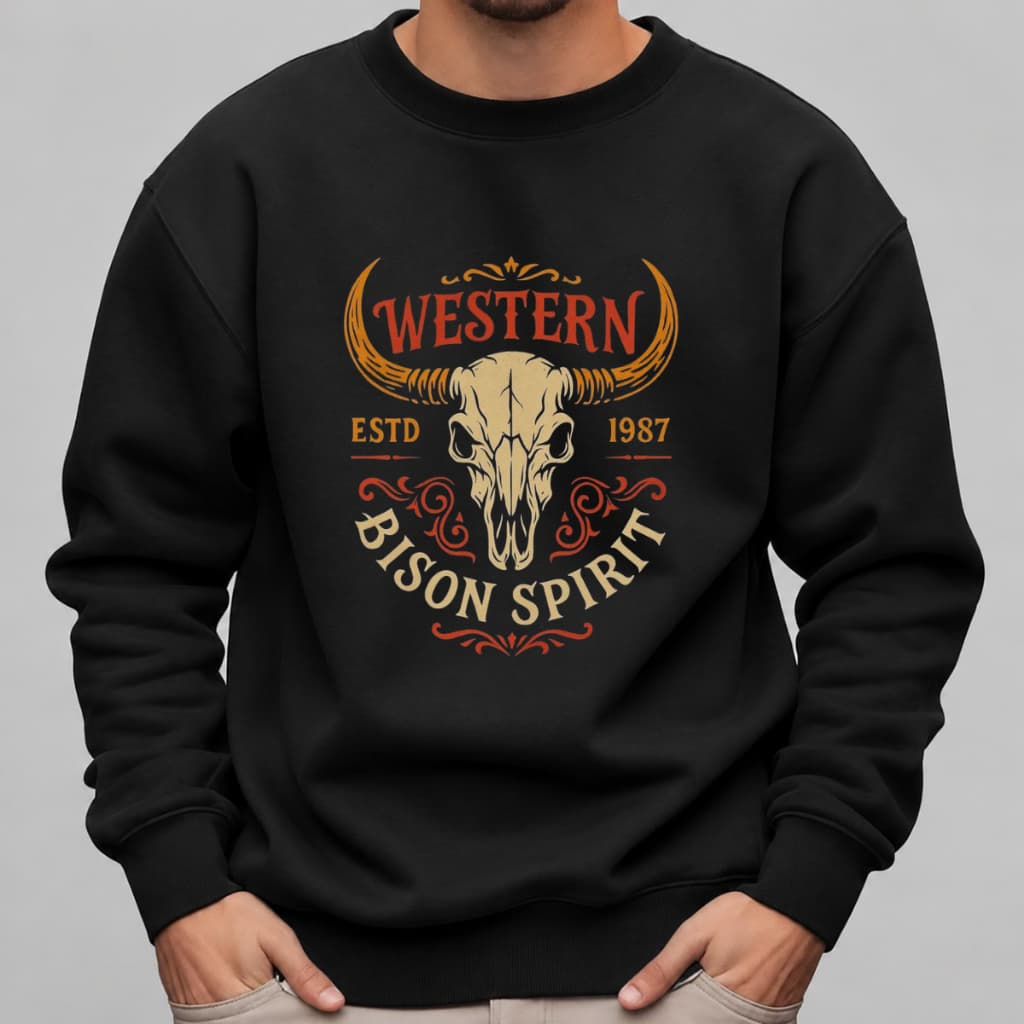 Blusa de Frio Moletom Gola Redonda Estampado Estilo Country Western Algodão Flanelado Premium