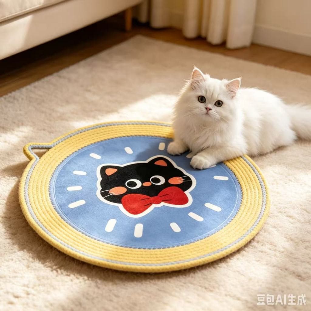 Tapete Arranhador Sisal para Gatos, Formato Redondo Orelhas de Gato