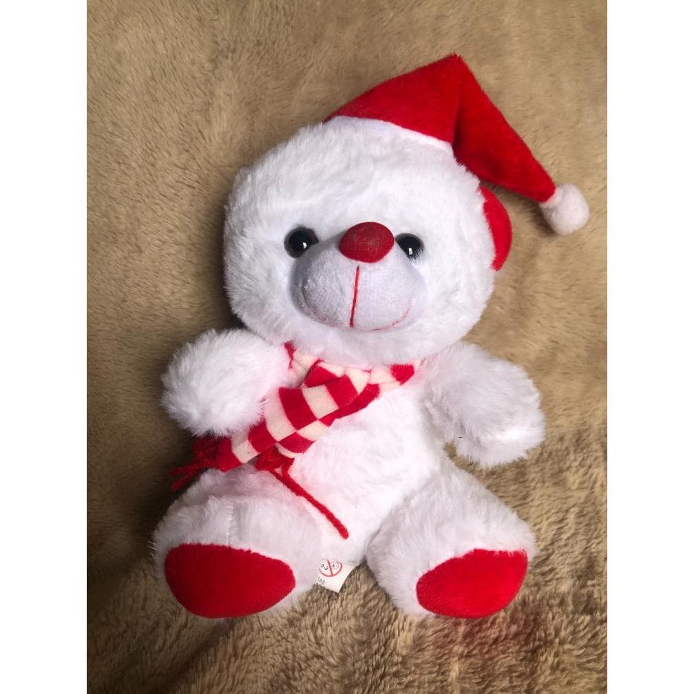 Urso branco de pelúcia natalino BR Machine