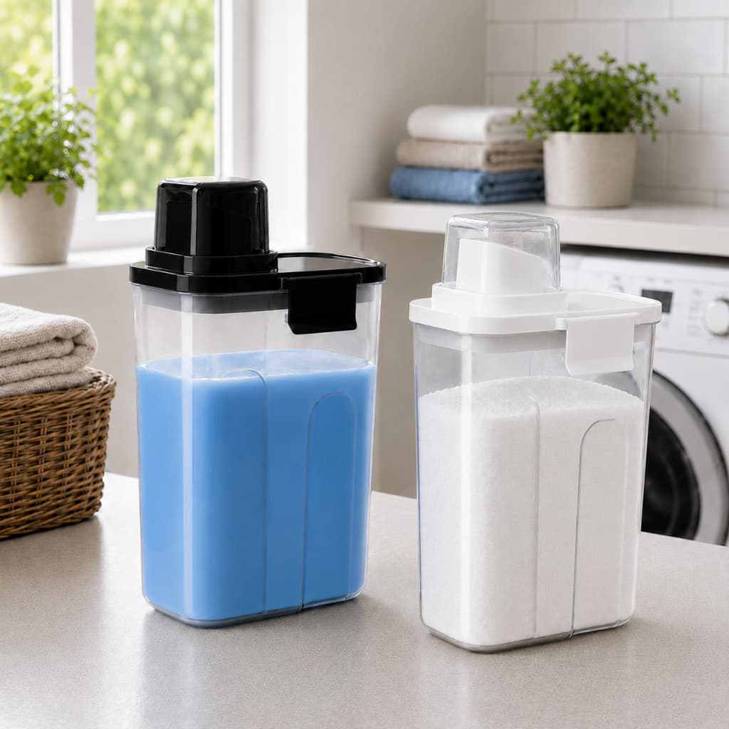 Kit Dispenser 2,4 Litros Organizador para Sabão Líquido Amaciante Produtos Limpeza Lavanderia