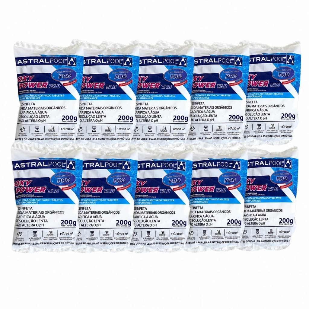 Kit 10 Pastilhas De Cloro Tablete Pedra de Cloro Oxy Power Astralpool 200g
