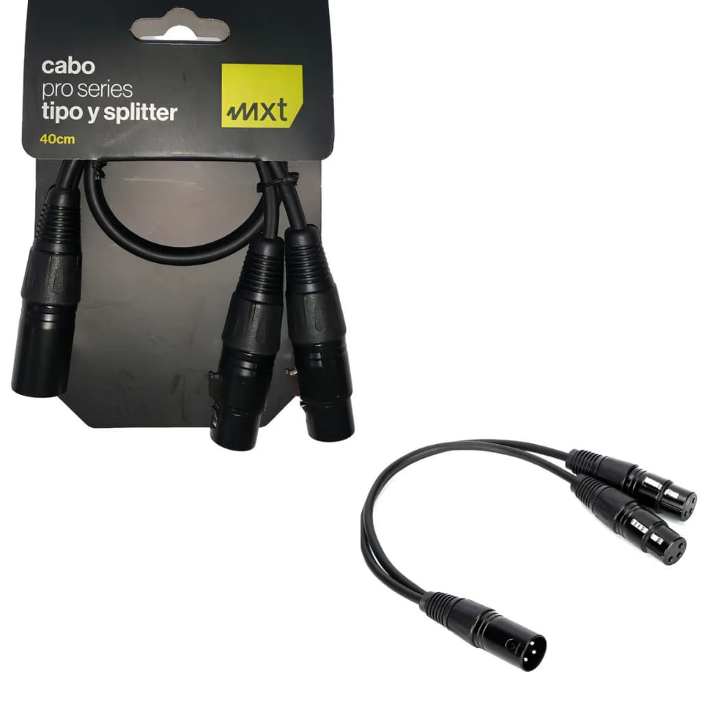 CABO XLR TIPO Y SPLITTER XLR MACHO PARA 2 XLR FÊMEA 40CM