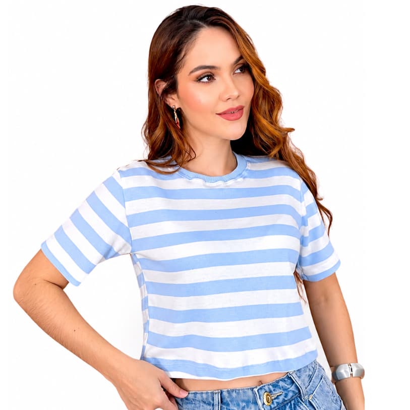 Semi Cropped PremiumTendencia Cropped Listrado Feminino do P ao GG, Blusa Listrada Feminina, Moda Feminina Atemporal