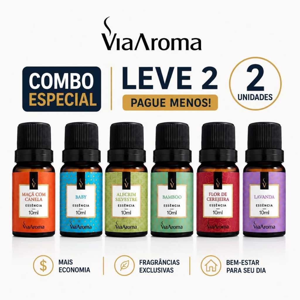 Kit 2 Essências Via Aroma Para  Aromatizador E Difusor Elétrico De Ambiente   Aromaterapia 10ml