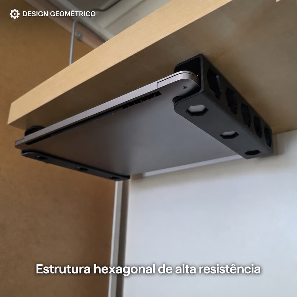 Suporte Notebook Embaixo da Mesa - Organizador Laptop Suporte Notebook Parede Acessório Notebook Preto