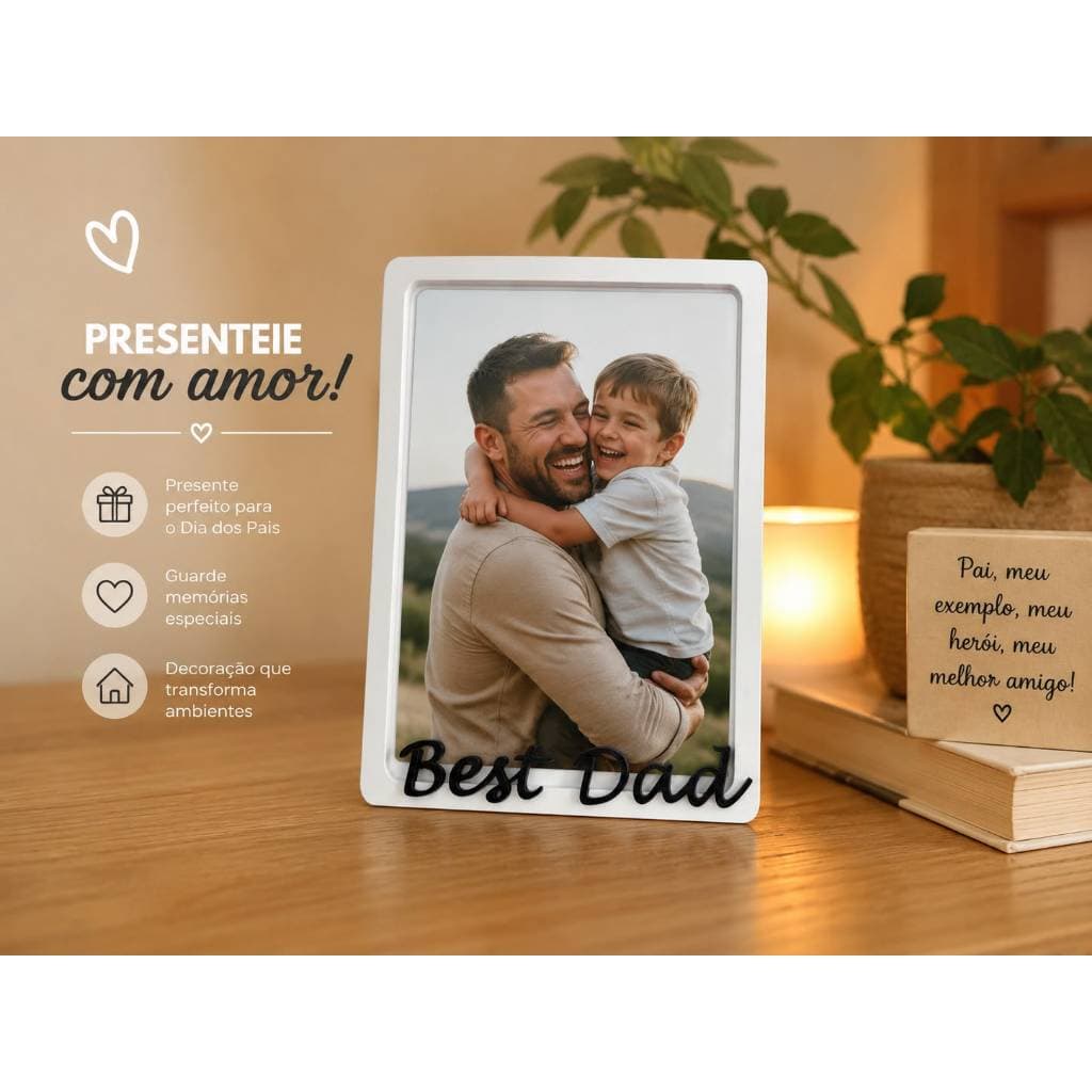 Porta-Retrato Personalizado Best Dad – Presente para Dia dos Pais – Porta Foto Decorativo