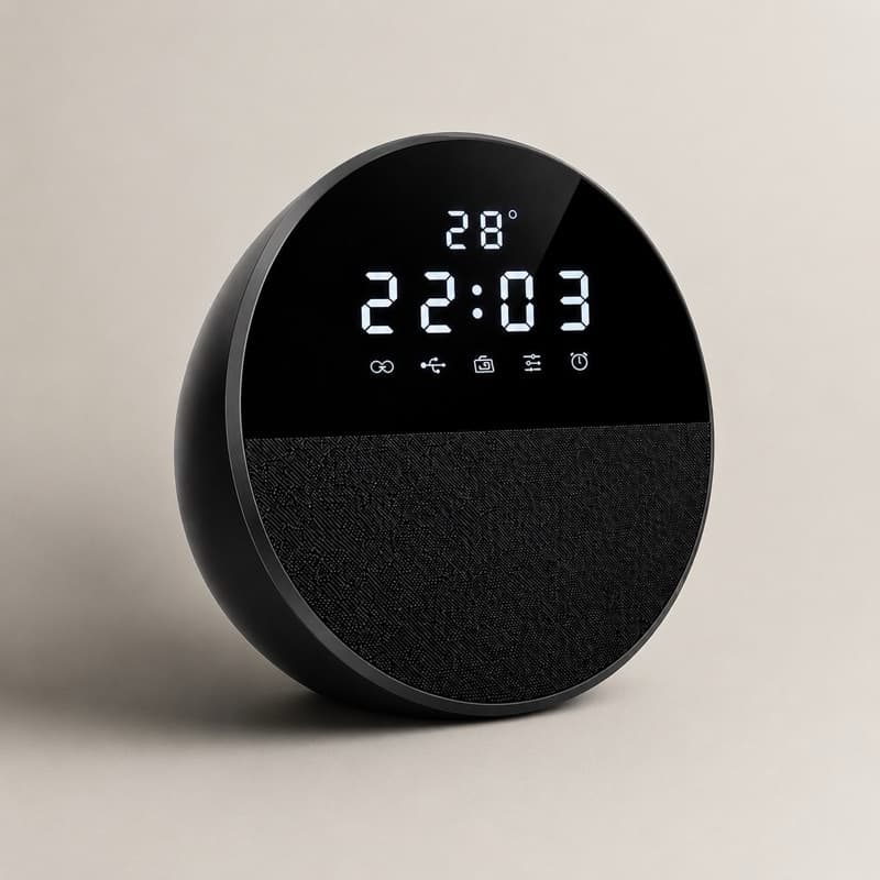 Caixa de Som com Relógio Digital Bluetooth Despertador Rádio FM Temperatura LED Inova MD-13439 Cor Preto