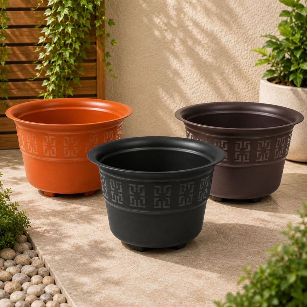 Kit 3 Vaso Redondo 5Litros Plastico Resistente Jardim