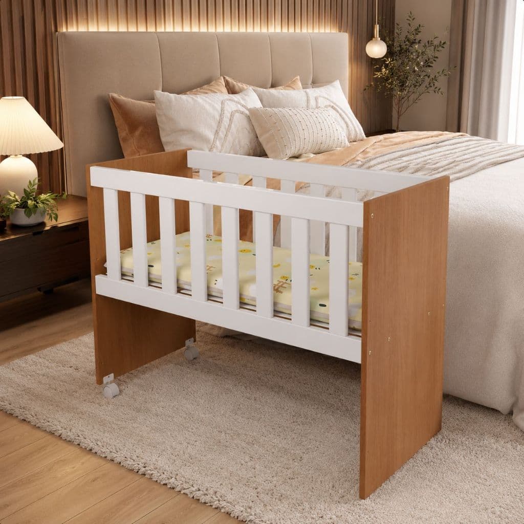 Mini Berço Infantil Com Colchão Chiqueirinho Luxo Para Bebê Unissex Cama