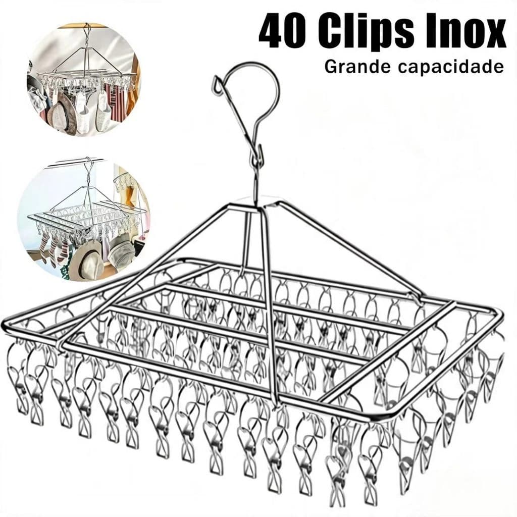 Varal 40 Prendedores Para Roupa Reforçado inox Meia Cueca Calcinha Premium Roupas