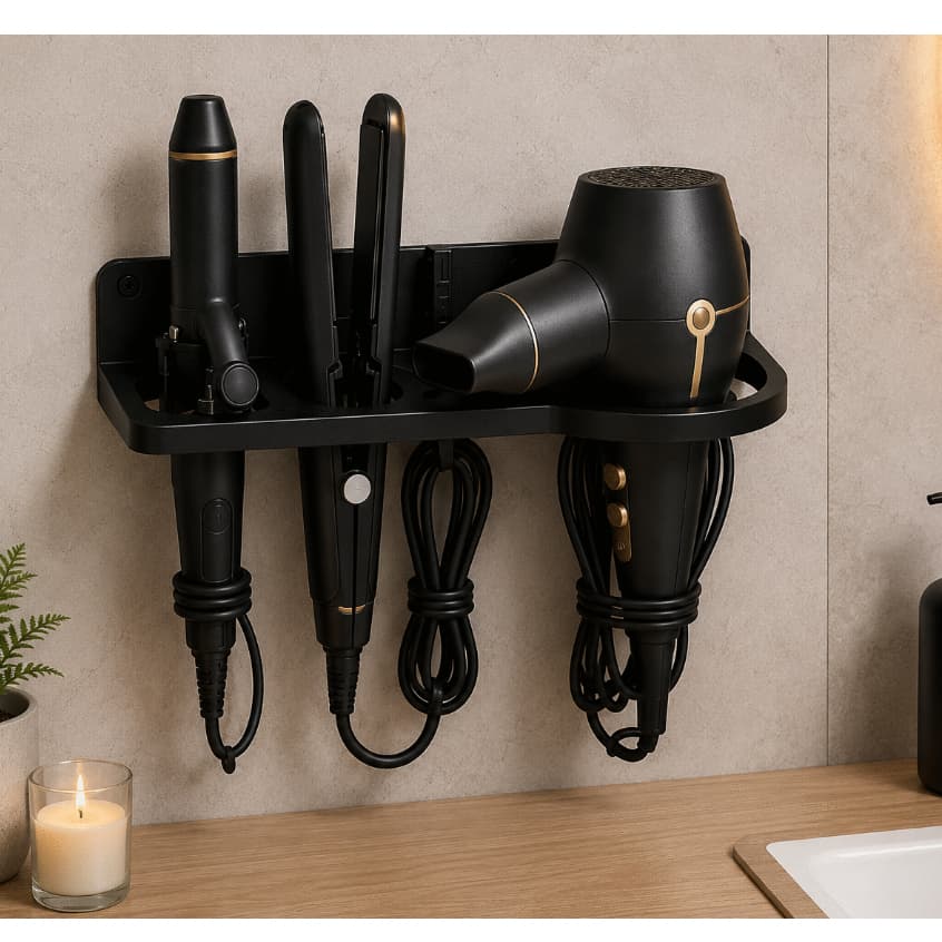 Suporte de Parede 3 em 1 para Secador, Chapinha e Babyliss