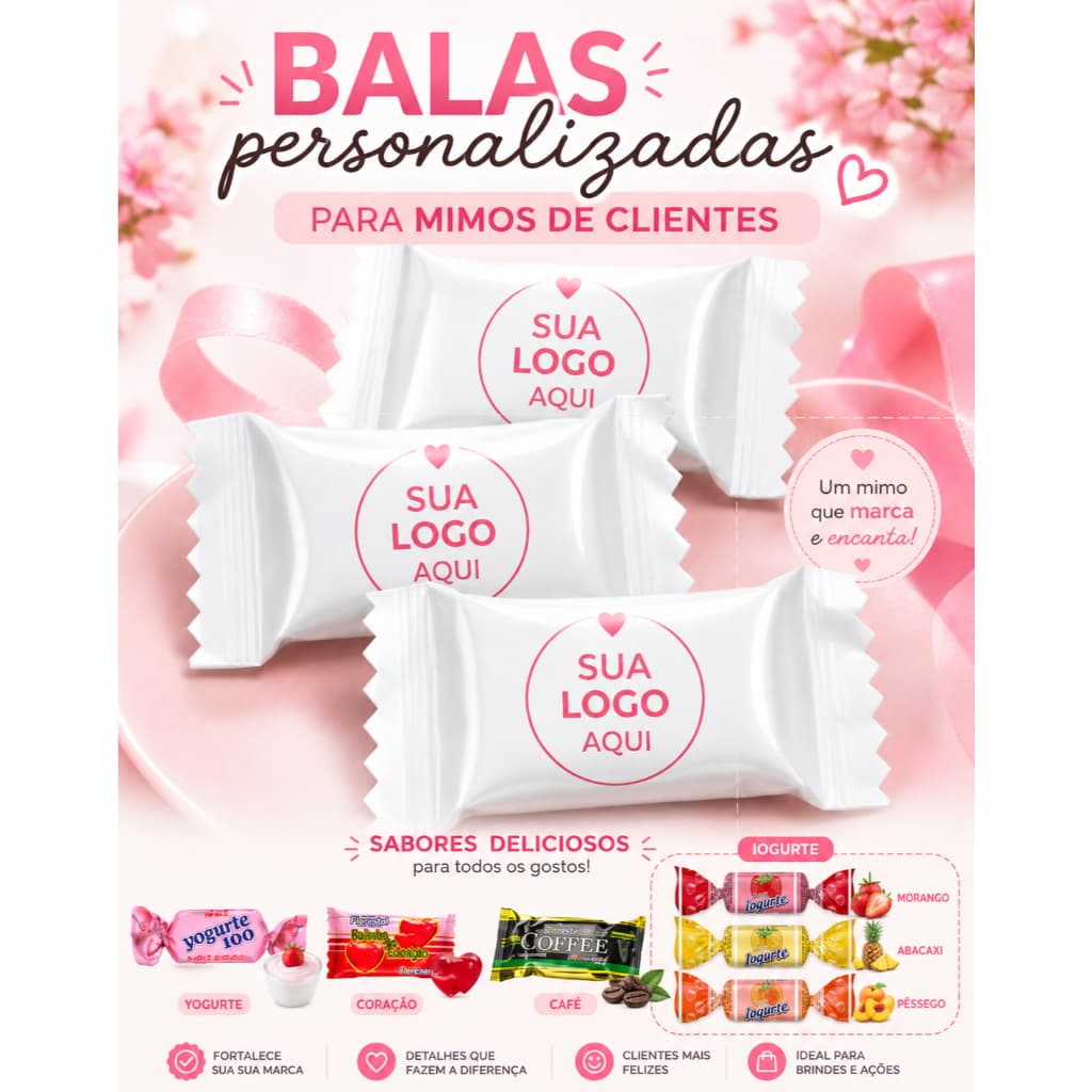 Balas Personalizadas com Logo | Mimos para Clientes | Brindes Corporativos