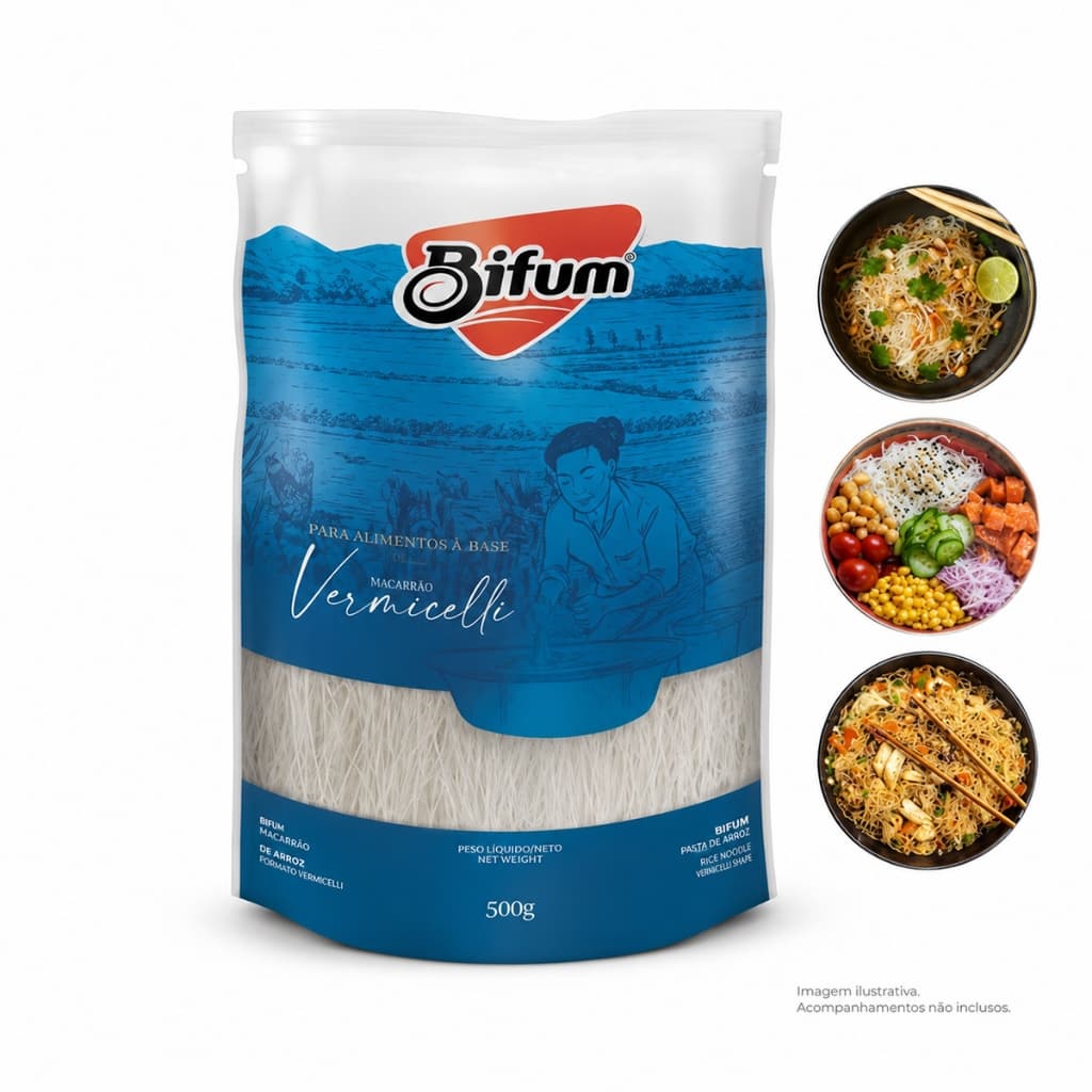 Macarrão De Arroz Tipo Bifum Oriental Bifum Sem Gluten Japonês 500g