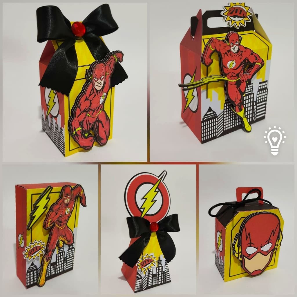 Kit Caixinhas Flash Papelaria Personalizada Festa Aniversário Chá de Bebê Caixa DESMONTADO