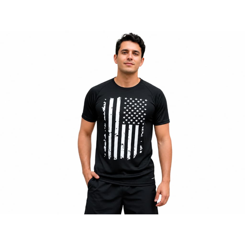 Camiseta Masculina Bandeira Americana 100% Dry Fit Básica