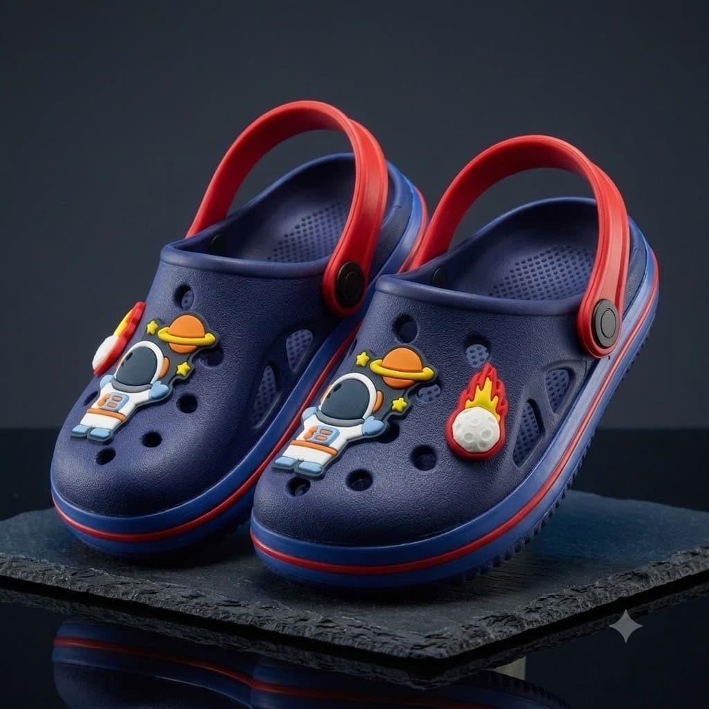 Babuche Infantil R Astronauta Meteoro Sandalia Menino Azul Vermelho Leve Antiderrapante Calcado Criança