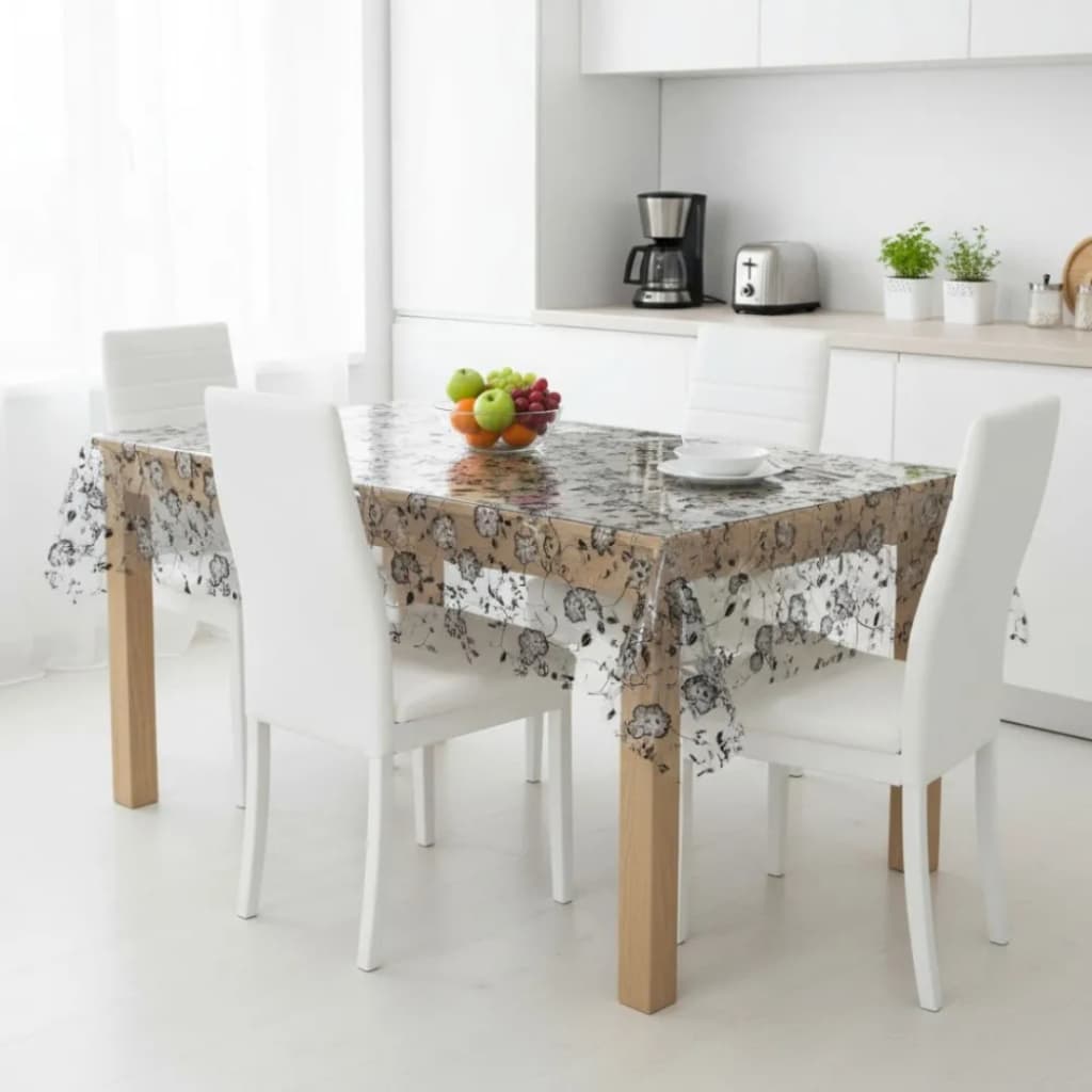 Toalha de Mesa Plástica Impermeável Estampada Cristal, Fácil Limpeza, Tamanho Variável 4-8 Lugares