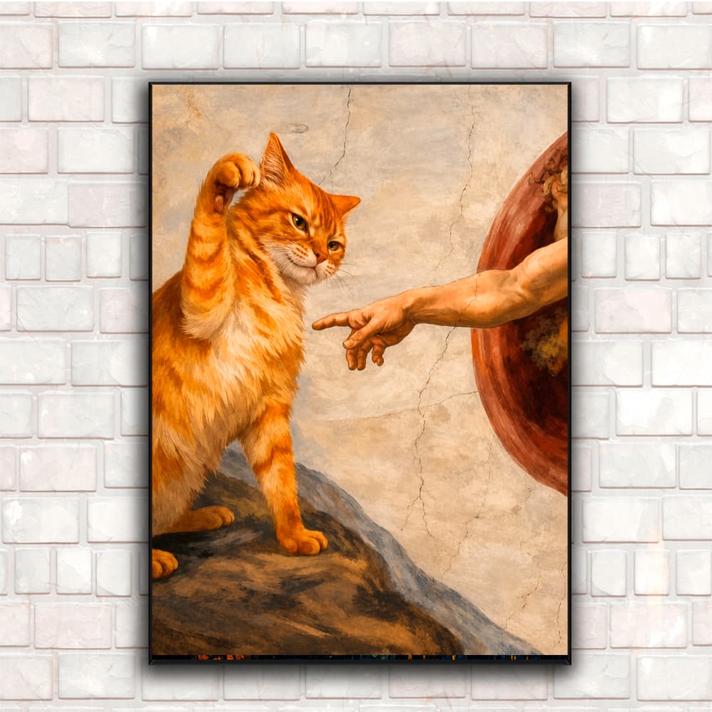 Quadro Decorativo Gato Amarelo Para Sala e Quarto MDF 30x20 Fita Dupla Face