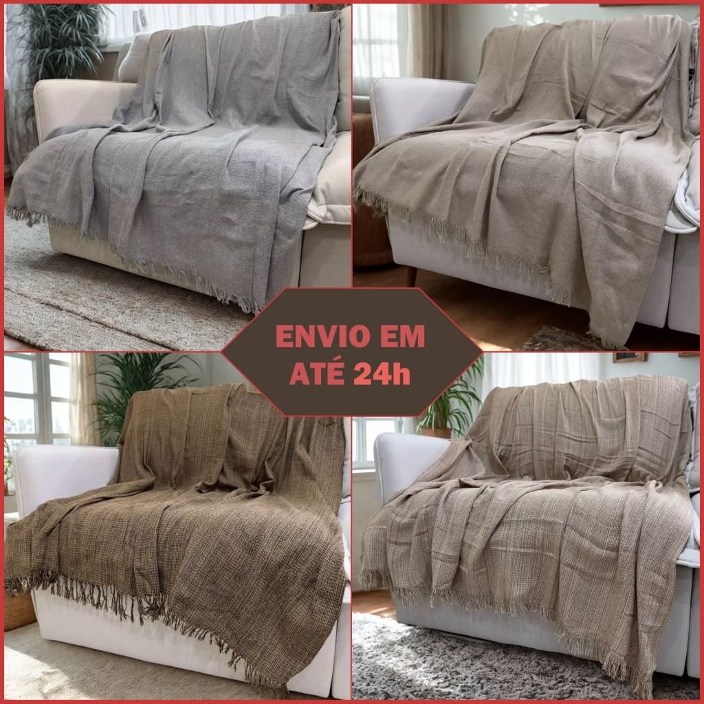 Manta Gigante 2,30x1,70 Sofá King Algodão Premium Decorativa Luxo Confortável
