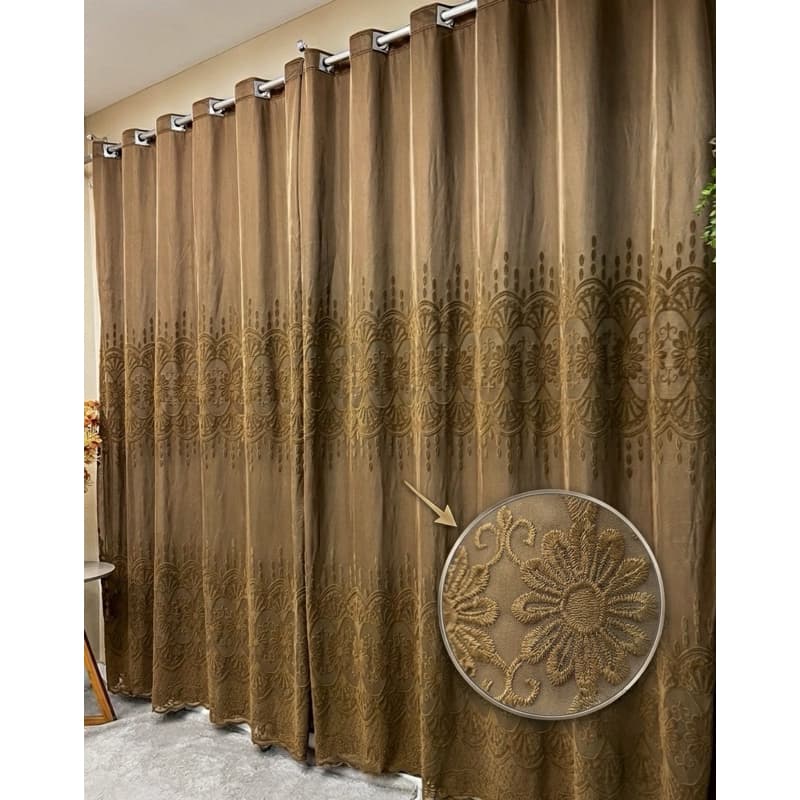 Cortina Bordada Premium 2 a 6m para Varão com Ilhós Decorativa Sala Quarto