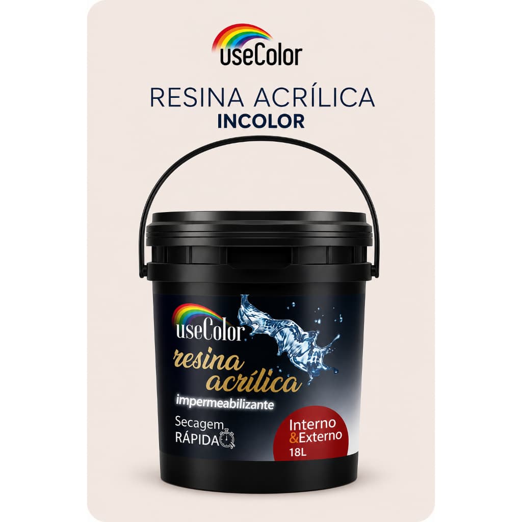 Resina Acrílica Impermeabilizante 18L  Incolor Secagem Rápida Acabamento brilhante Base Água Multiuso