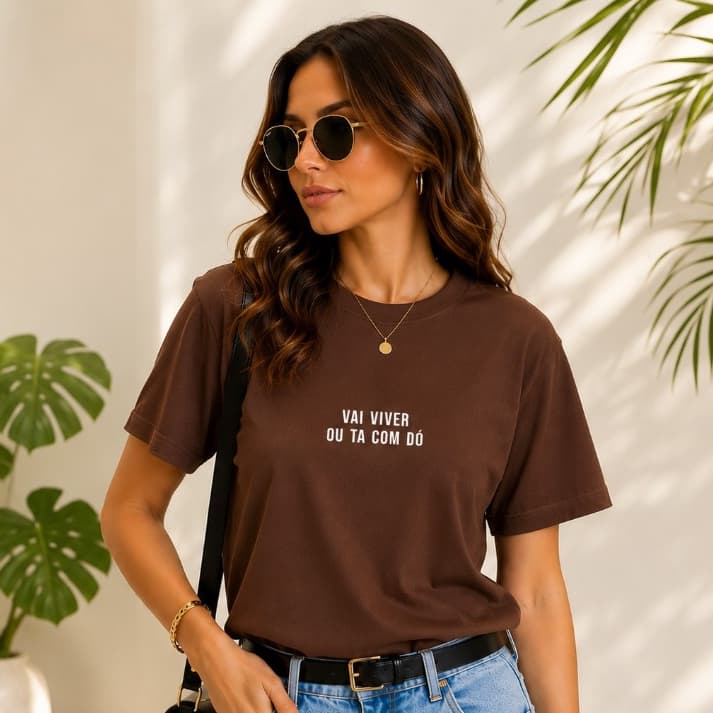 Camiseta T Shirt Unissex Frases Estampada 100% Algodão Confortavel Camisa Blusa Vai Viver ou Ta Com Do