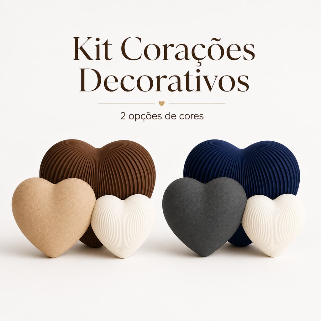 Kit 3 Corações Decorativos Enfeite para Sala Quarto Mesa