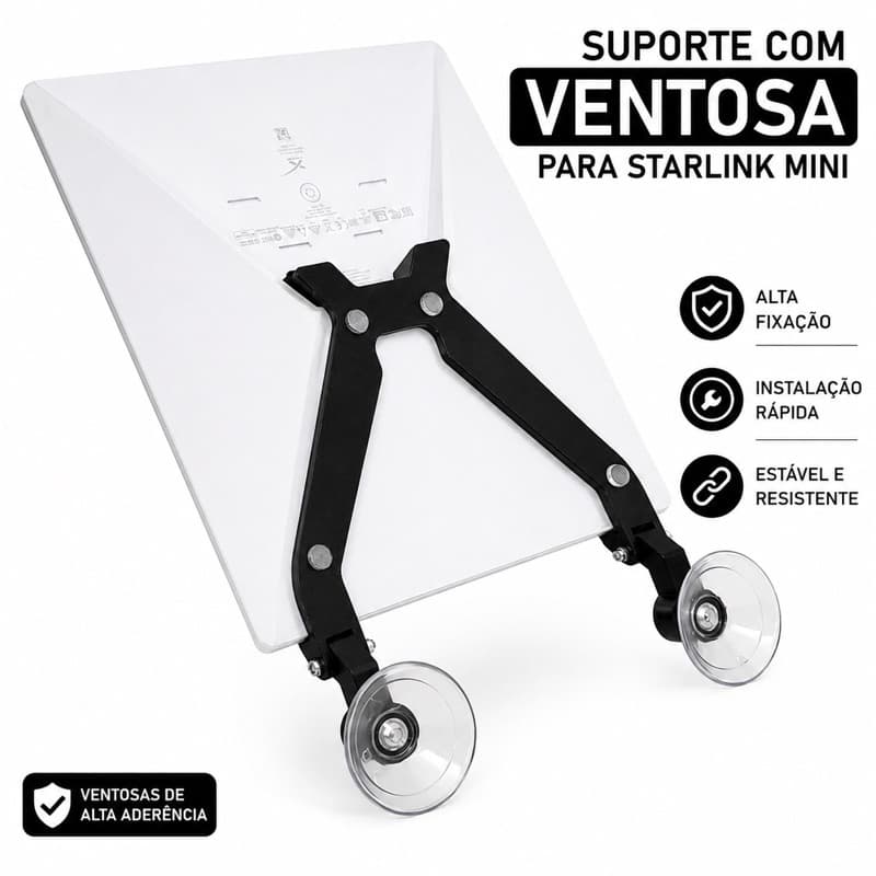 Suporte Starlink Mini Veicular Com 2 Ventosas Alta Fixação