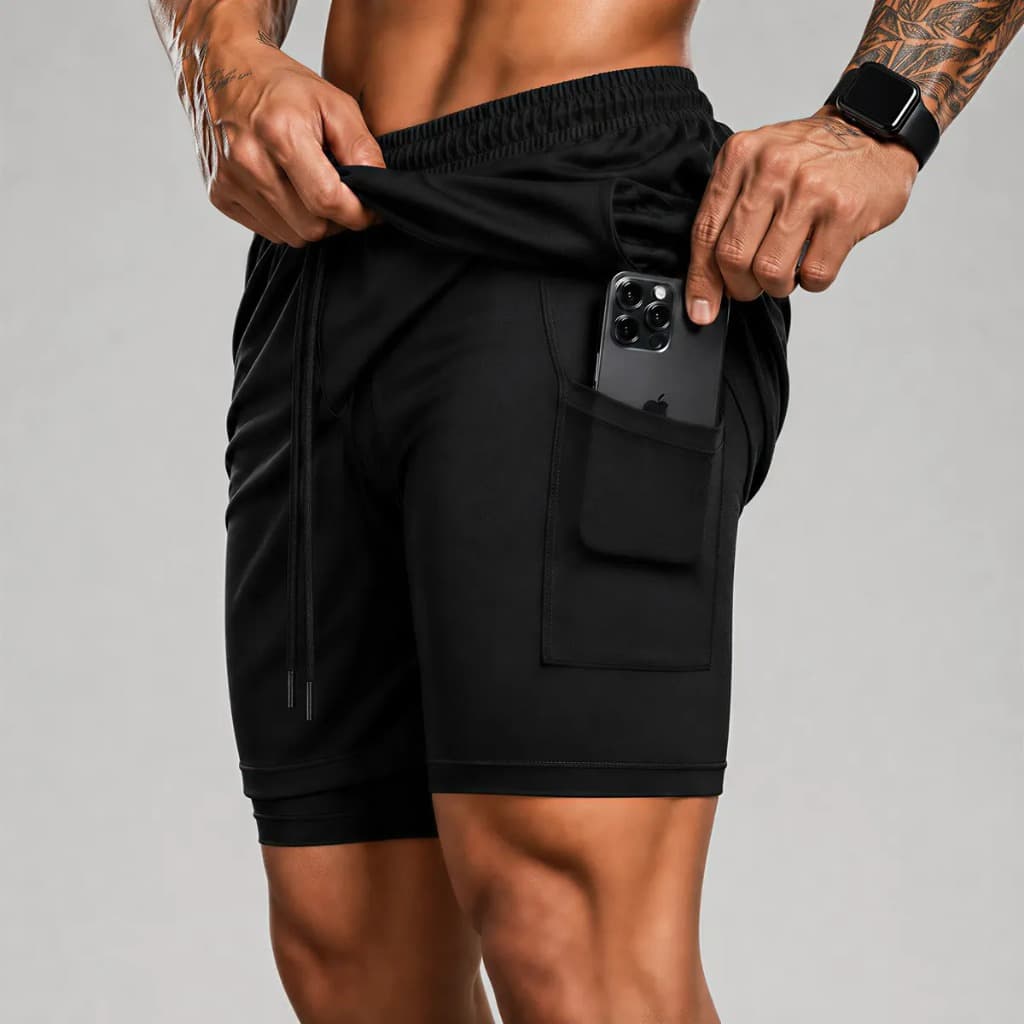 Bermuda Duplo 2 Em 1 Sport Fit Com Proteção Uv Academia Treino Short Corrida