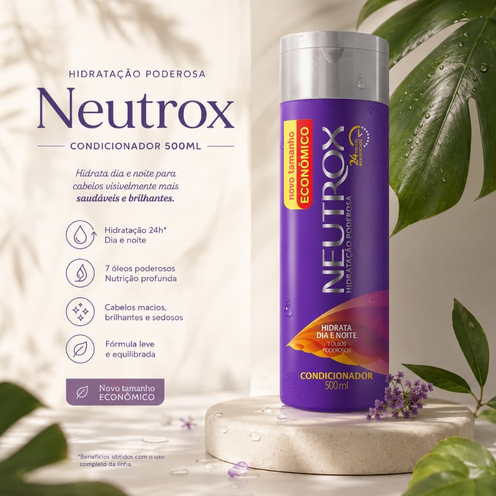 Condicionador Neutrox 500ml Embalagem Econômica 24 Multi Benefícios 7 Oléos Poderosos