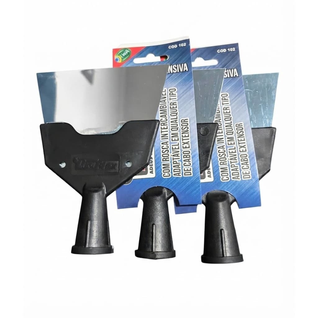 3 Espatulas aço inox adaptavel em cabo extensor