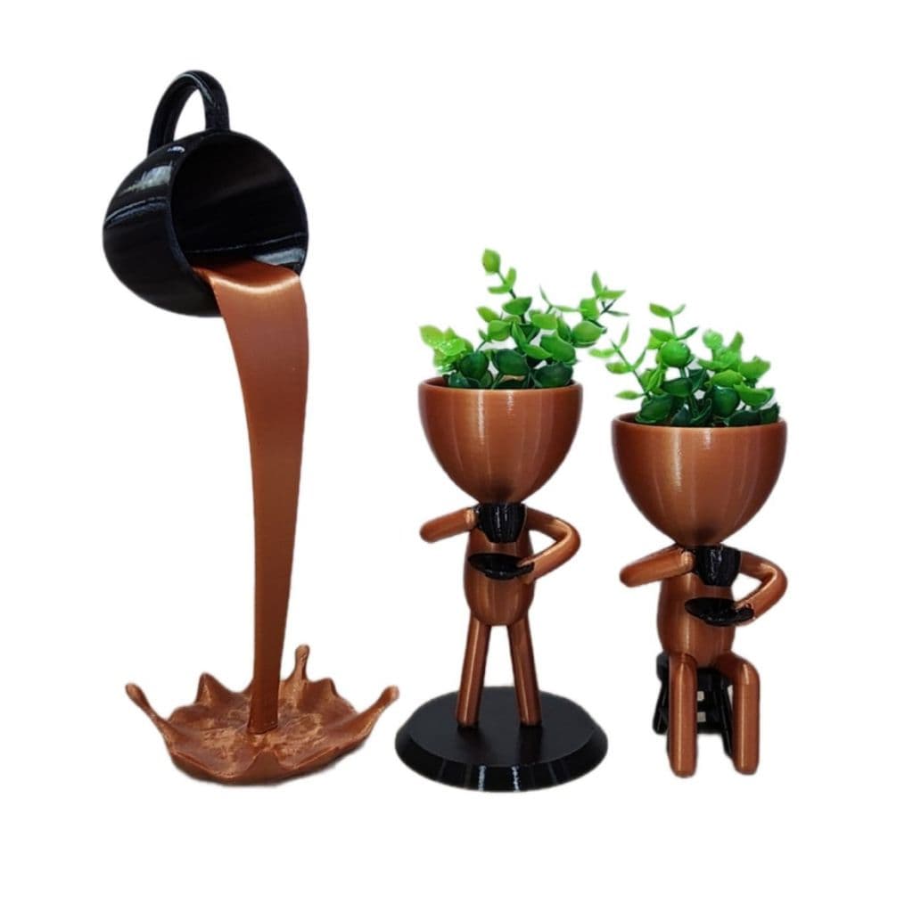 Kit Xícará Flutuante Café com 2 Vasos Bob  Cobre com Preto