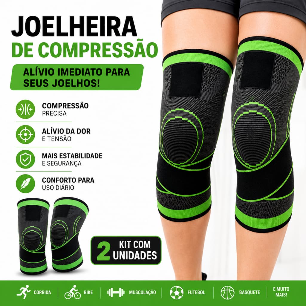 Kit 2 Joelheiras de Compressão Ortopédica Alivia Dor Firme Joelheira Suporte para Academia Esporte