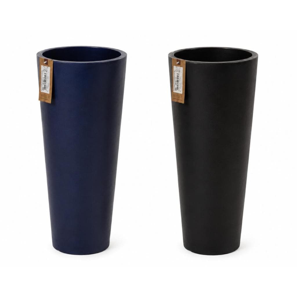 Vaso Decorativo Alto Moderno – Ideal para Sala, Escritório e Jardim | Preto e Azul Cobalto