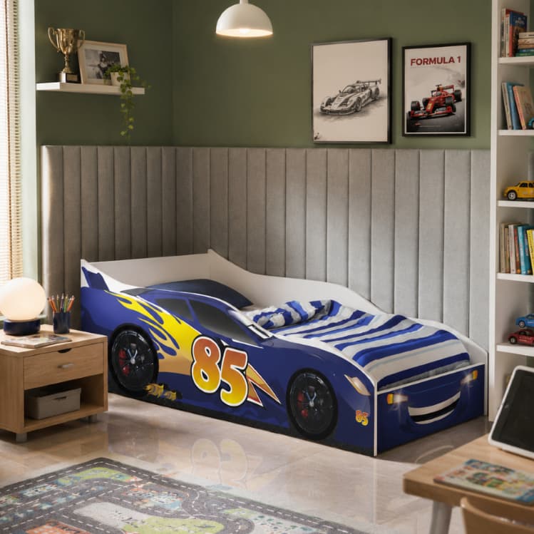 Cama Carro Infantil Solteiro Compacta com Colchão Vermelha ou Azul