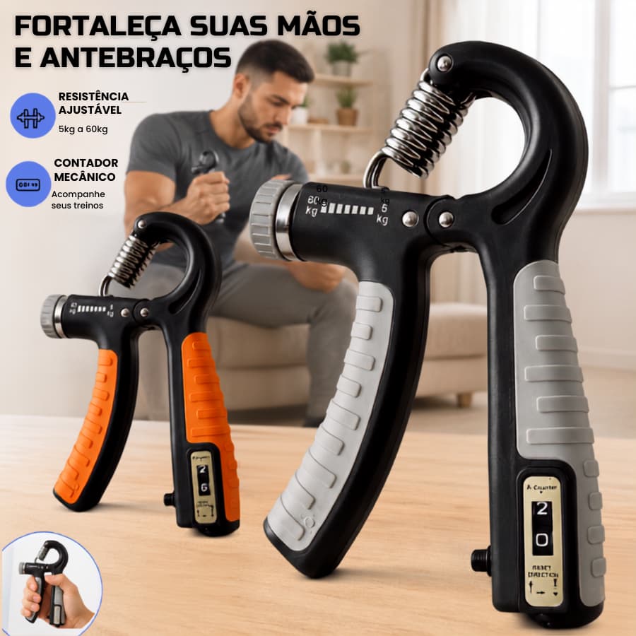 Hand Grip Ajustável 5 a 60KG Fortalecedor de Mão Punho Antebraço com Contador