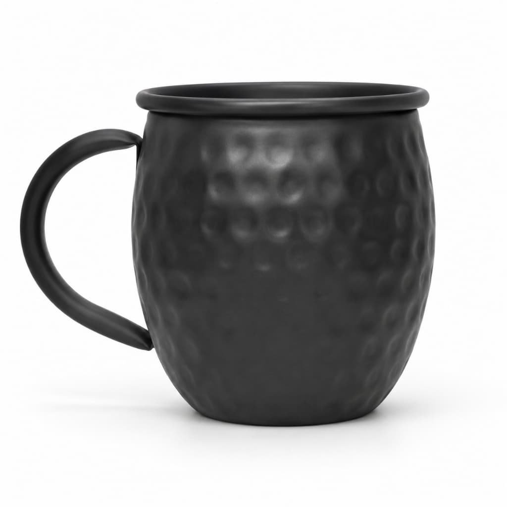 Caneca Moscow Mule 580ml Preta Black Aço Inox Martelada Drink Bares Festas