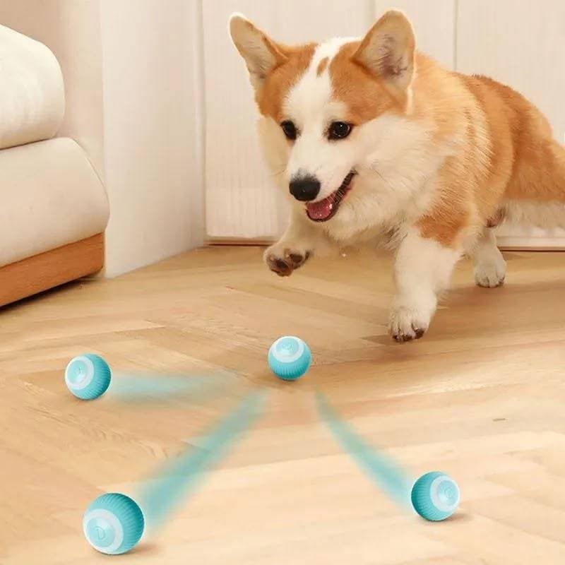Bola Giratória Inteligente para Pet Recarregável USB Brinquedo Interativo para Cachorro e Gato Rosa